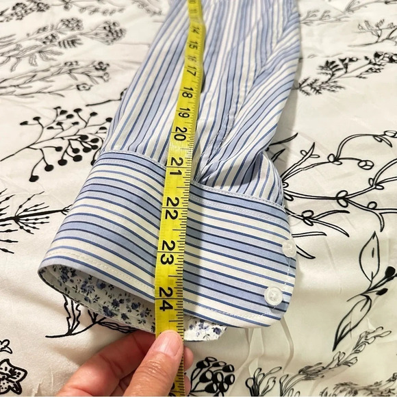 Bogari Men's Size XL Button Up Long Sleeve Shirt Strips‎ with Floral Accents - Picture 9 of 12